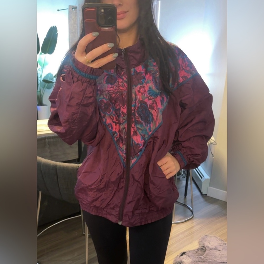 Vintage R&R Sport 90s Oversized Floral Windbreaker L
